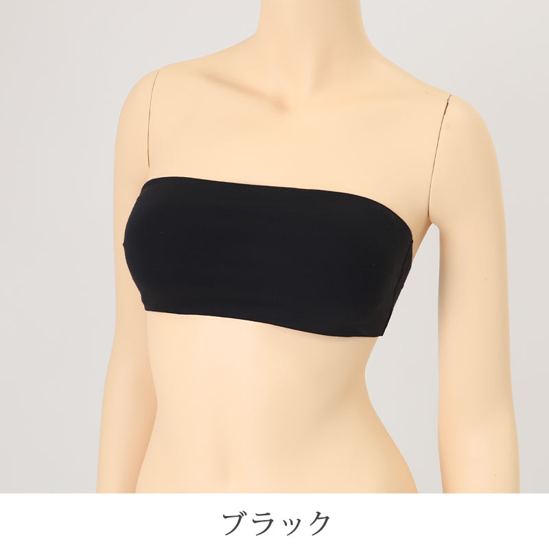 シームレス 圧着 チューブトップ ブラ M~LL 夏 女性 下着 ノンワイヤー ブラジャー カップ付き 白 黒
