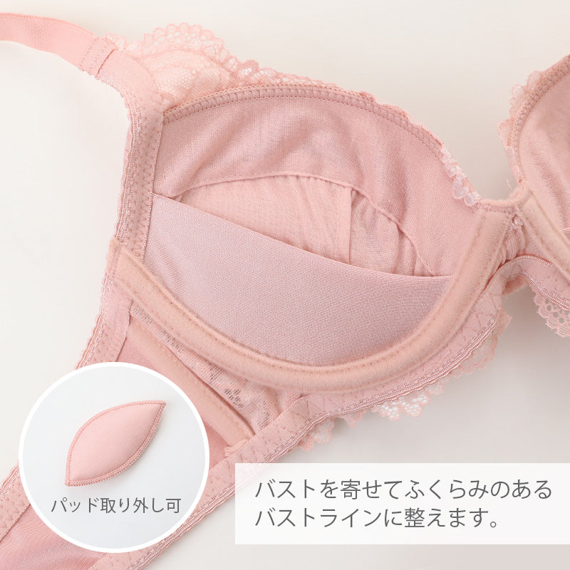 ノンワイヤーブラ 上下セット S ~ 5L ブラ レディース 下着 インナー レース かわいい ショーツ セット ワイヤレス 補整下着 痛くない 大きいサイズ 楽ちん ブラジャー