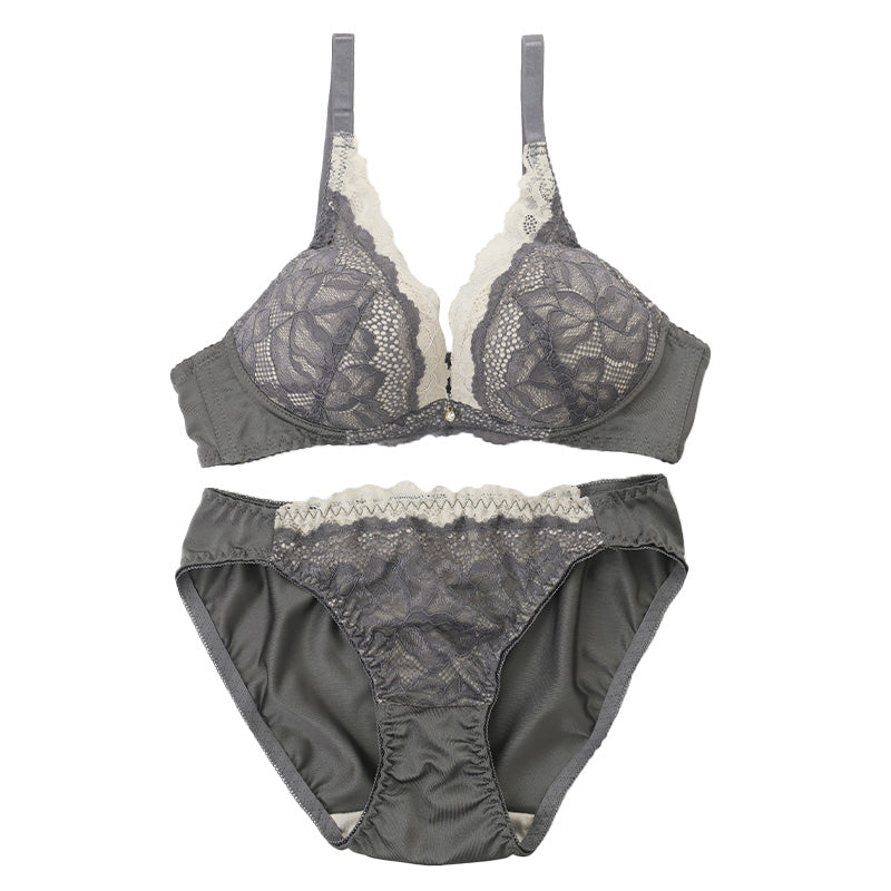 ノンワイヤーブラ ショーツ 上下セット S ~ 5L ブラジャー レディース 下着 セットアップ インナー レース かわいい ワイヤレス 補整下着 痛くない 大きいサイズ 楽ちん