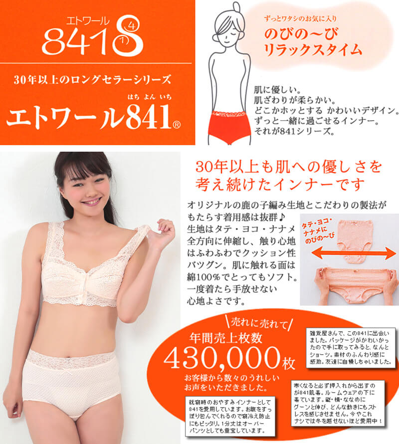 エトワール841 ベーシックショーツ レディース 深履き 締め付けない 綿 ショーツ パンツ M・L お腹すっぽり 伸びる しめつけない コットン 下着 肌着 インナー 女性 婦人 日本製