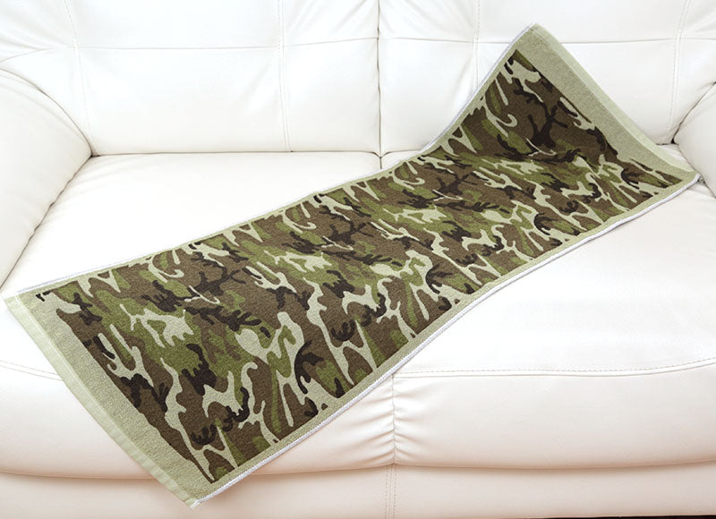 フェイスタオル カモフラージュ柄 迷彩 約89cm×35cm 綿100% 薄手 国産 迷彩柄