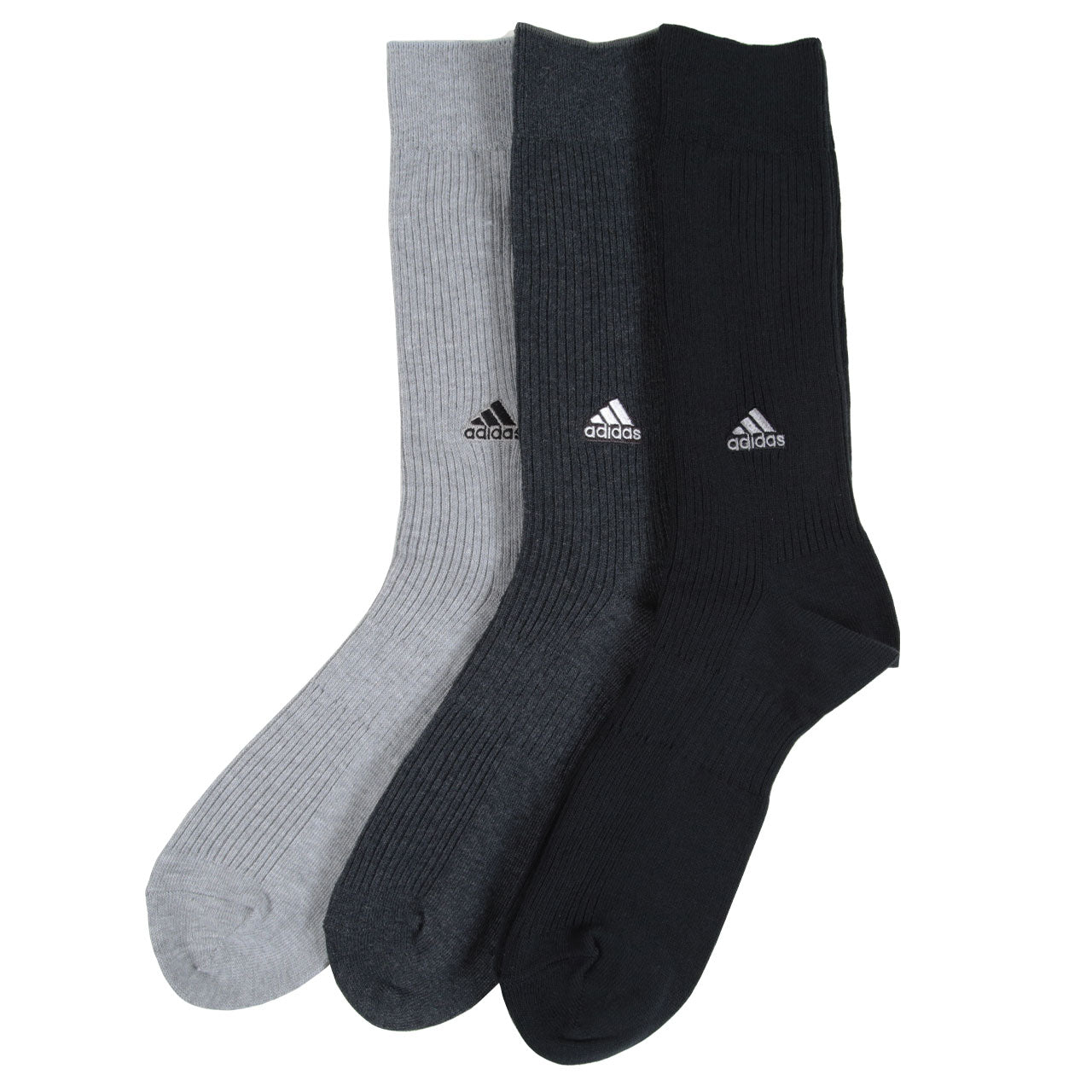 福助 adidas クルー丈ソックス 3足組 24-26cm~28-30cm (アディダス ソックス 靴下 メンズ 男 セット まとめ買い フクスケ) (在庫限り)