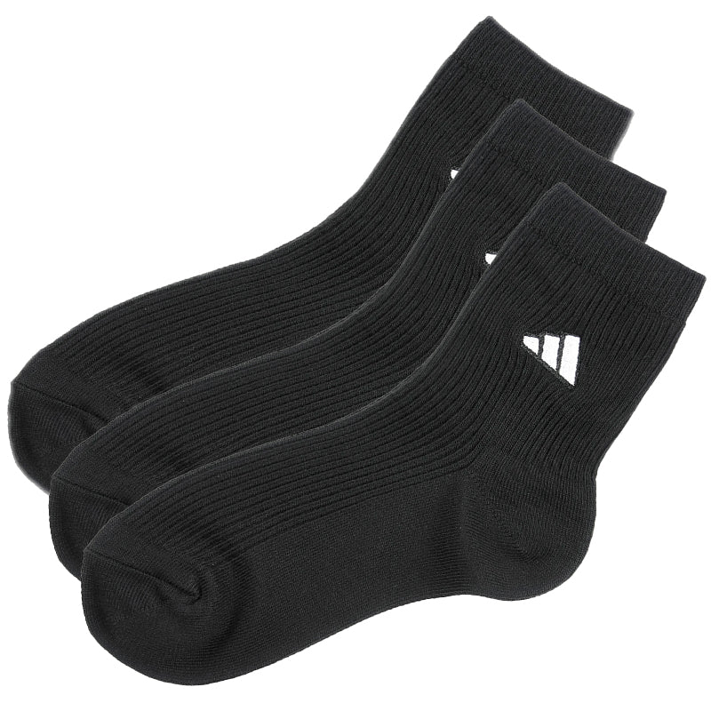 アディダス ショート ソックス ジュニア 3足組 19-21cm~23-25cm ショート丈 靴下 子供 スクールソックス 白 黒 ワンポイント 男子 通学 スポーツ 無地 リブ ワンポイントロゴ adidas