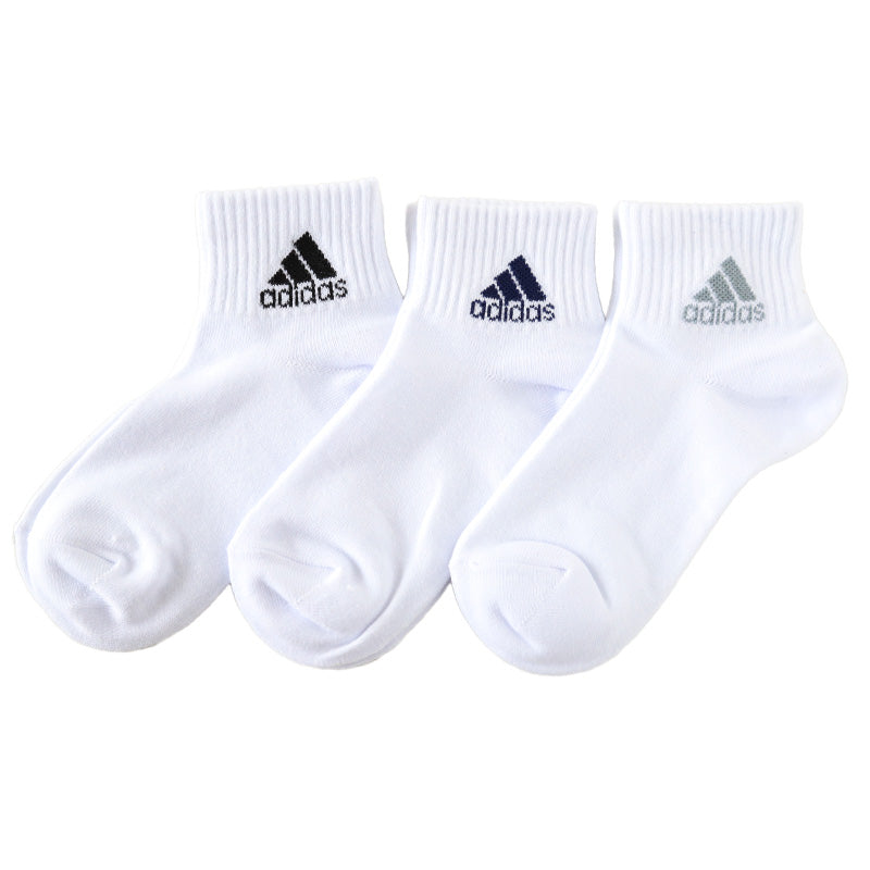 靴下 キッズ 子供用 ショートソックス 3足組 adidas 19-21cm~23-25cm (スニーカーソックス 子ども ジュニア くつ下 ワンポイント 丈夫 スポーツソックス)