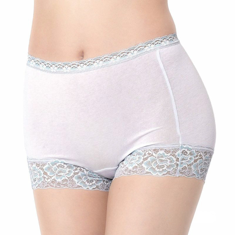福助 満足 ショーツ レディース 綿 一分丈 やや深履き M~LL 女性 下着 パンツ パンティ コットン インナー ボクサー 1分丈 無地 レース