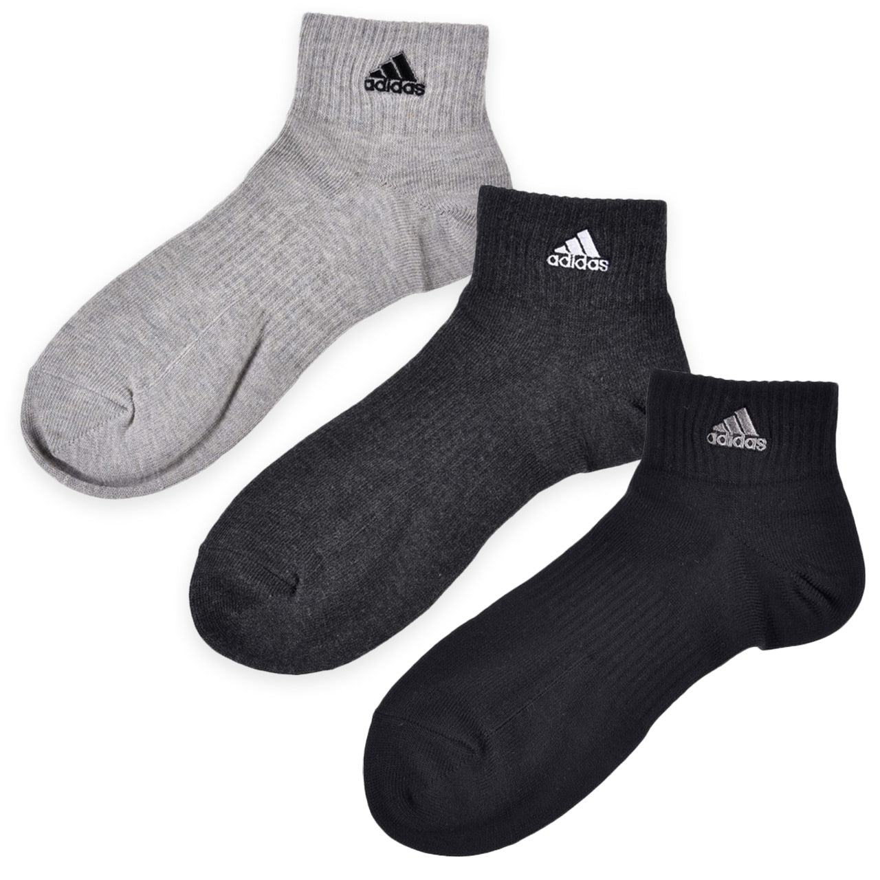 福助 adidas スニーカーソックス 3足組 消臭加工 24-26cm~28-30cm (アディダス ソックス 靴下 メンズ 男 セット まとめ買い フクスケ) (在庫限り)