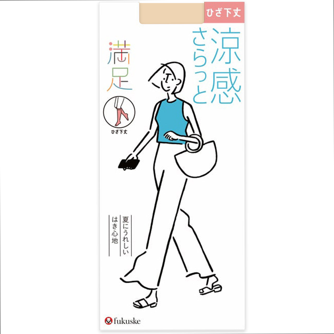 福助 満足 ストッキング ひざ下丈 サマー 22-24cm フクスケ レディース 膝下 夏用