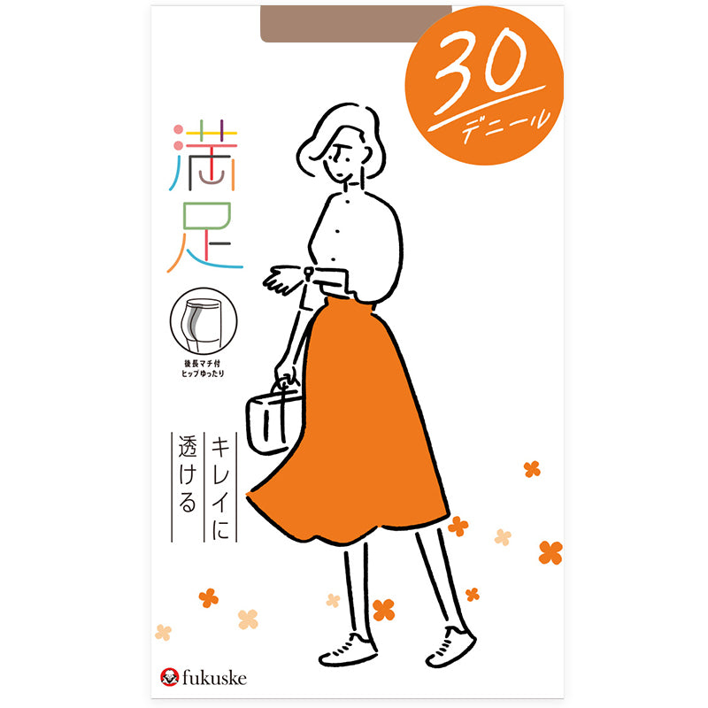 福助 満足 30デニール ヒップゆったり キレイに透ける シアータイツ JM-L フクスケ レディース カバー力 fukusuke