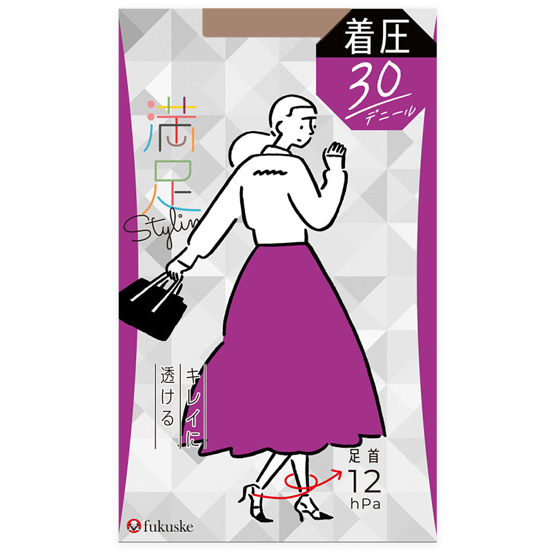福助 満足 着圧30デニール シアータイツ M-L・L-LL (フクスケ レディース パンスト) (在庫限り)