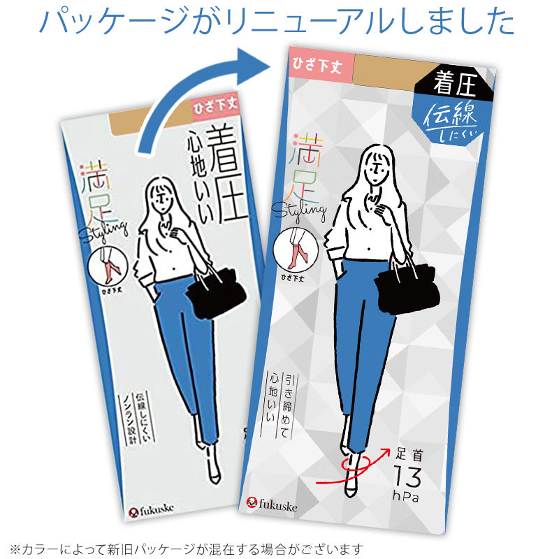 福助 満足 着圧ストッキング ひざ下丈 22-25cm フクスケ レディース 引き締め 膝下 伝線しにくい