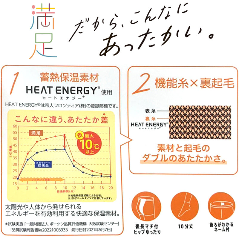 福助 満足 150デニール 蓄熱保温 裏起毛 レギンス M-L・L-LL (フクスケ レディース 黒 暖かい ふくすけ) (在庫限り)