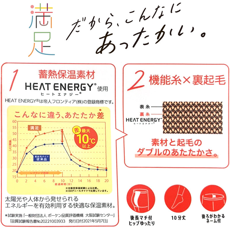 福助 満足 180デニール 蓄熱保温 裏起毛 レギンス M-L・L-LL (フクスケ レディース 黒 暖かい ふくすけ) (在庫限り)