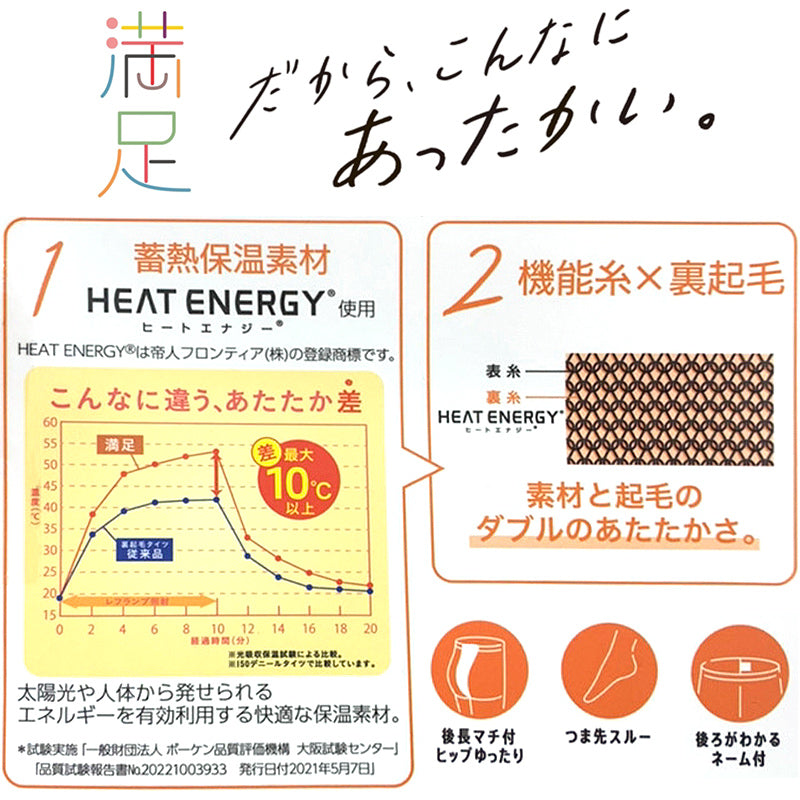 福助 満足 150デニール 蓄熱保温 裏起毛 タイツ M-L・L-LL (フクスケ レディース 黒 裏起毛 暖かい ふくすけ) (在庫限り)