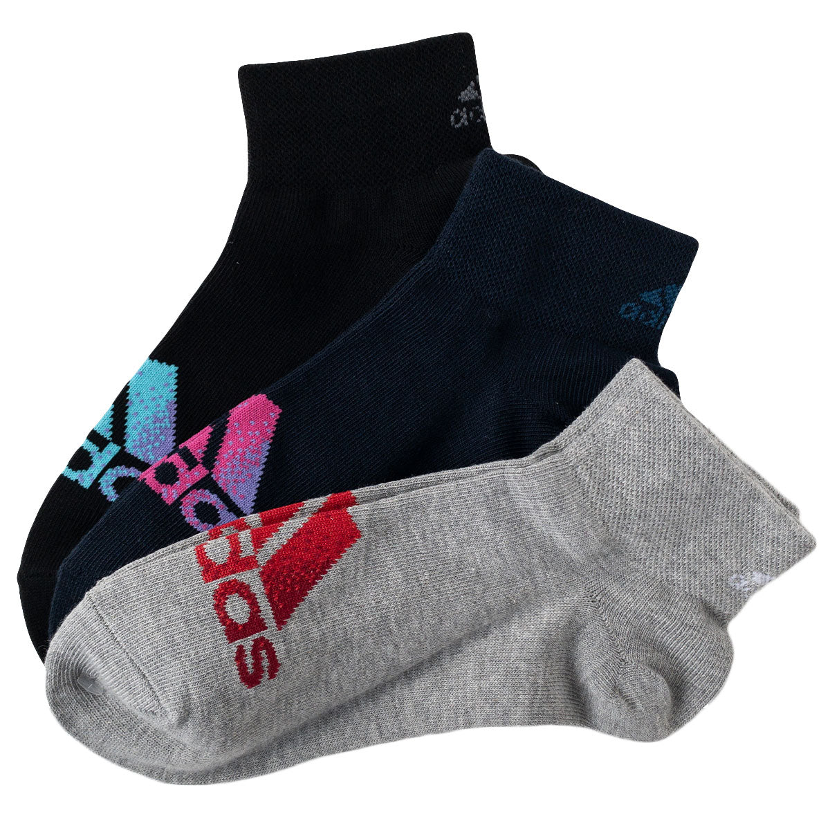 adidas 靴下 ガールズ ソックス 3足組 プチ丈 19-21cm・22-24cm アディダス キッズ ジュニア 子供 女の子 セット まとめ買い (在庫限り)