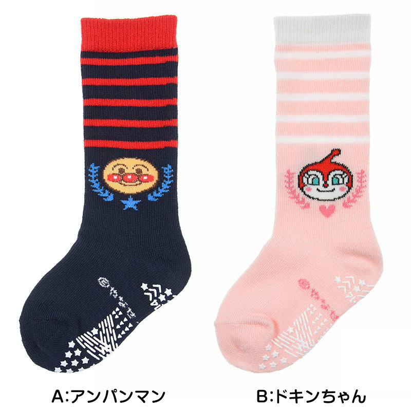 アンパンマン ベビー ハイソックス 靴下 すべり止め付き 9-14cm 男の子 女の子 キッズ ソックス 子供 あんぱんまん ドキンちゃん 福助 (在庫限り)