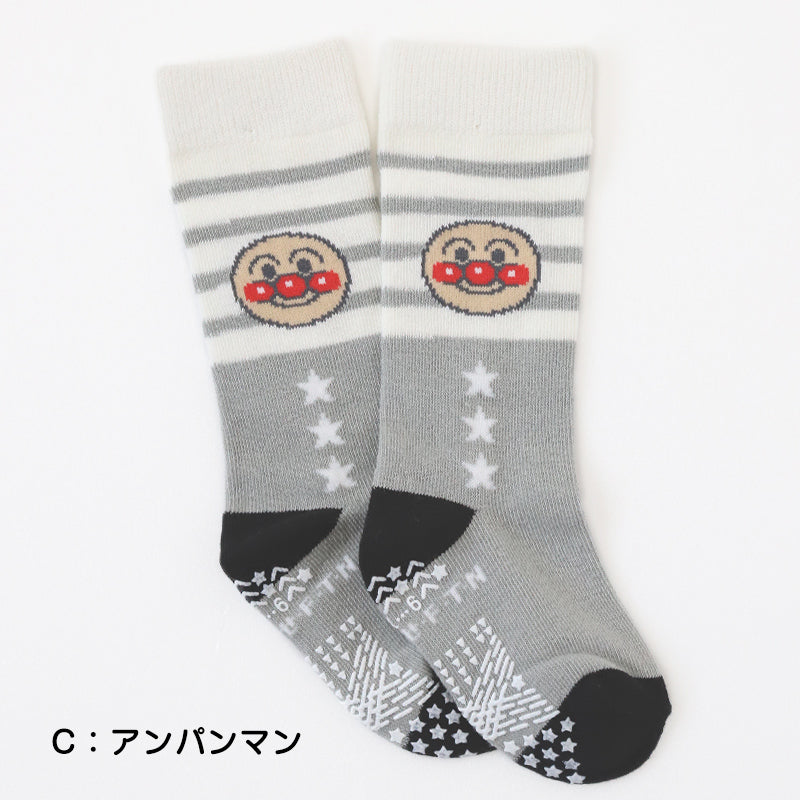 アンパンマン ベビー ハイソックス 靴下 すべり止め付き 9-14cm 男の子 女の子 キッズ ソックス 子供 あんぱんまん ドキンちゃん 福助 (在庫限り)
