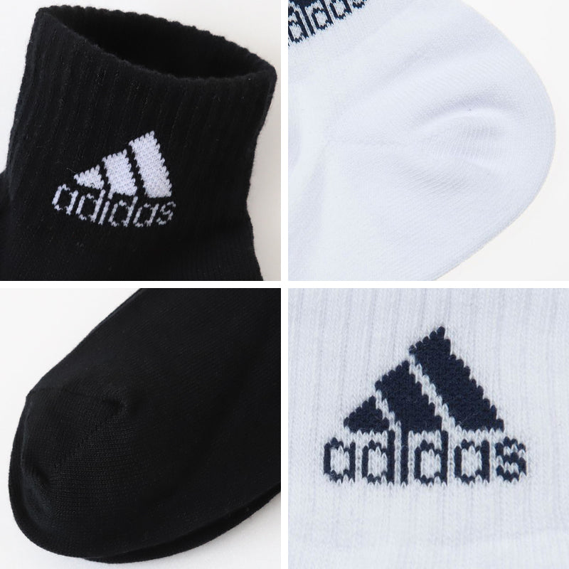 adidas ショートソックス 3足組 24-26cm~28-30cm (アディダス ソックス 靴下 メンズ 男 セット まとめ買い フクスケ) (在庫限り)