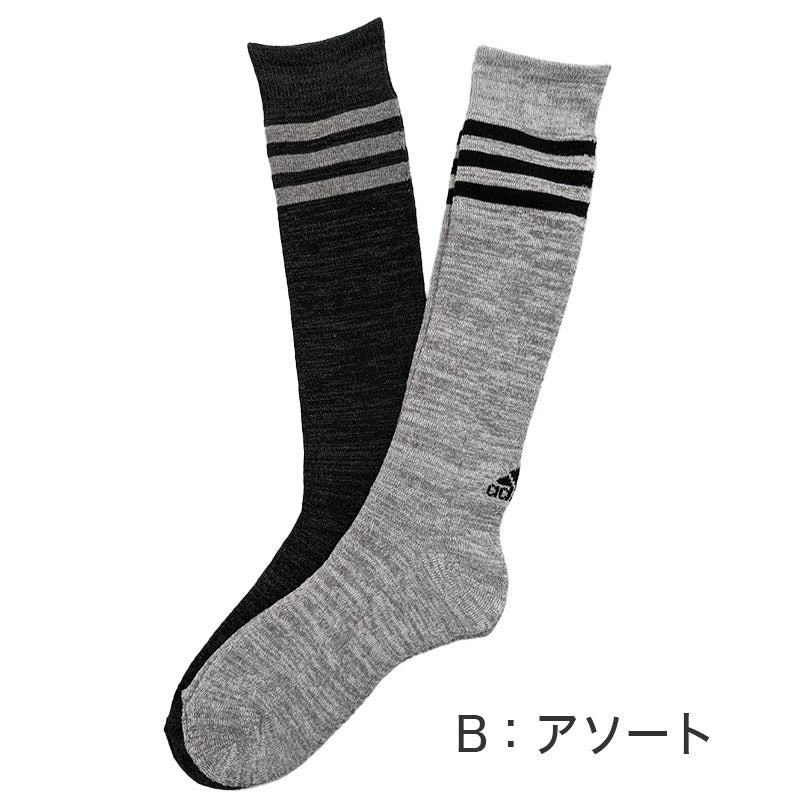 アディダス 総パイル メンズ ハイソックス 2足組 24-26cm~26-28cm (adidas ソックス 靴下 男 セット まとめ買い フクスケ) (在庫限り)