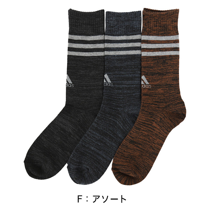 アディダス メンズ 総パイル クルーソックス 3足組 24-26cm~26-28cm adidas ソックス 靴下 男 セット まとめ買い フクスケ