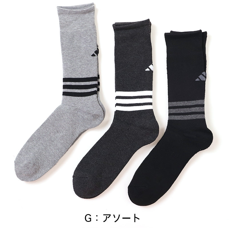 アディダス メンズ 総パイル クルーソックス 3足組 24-26cm~26-28cm adidas ソックス 靴下 男 セット まとめ買い フクスケ