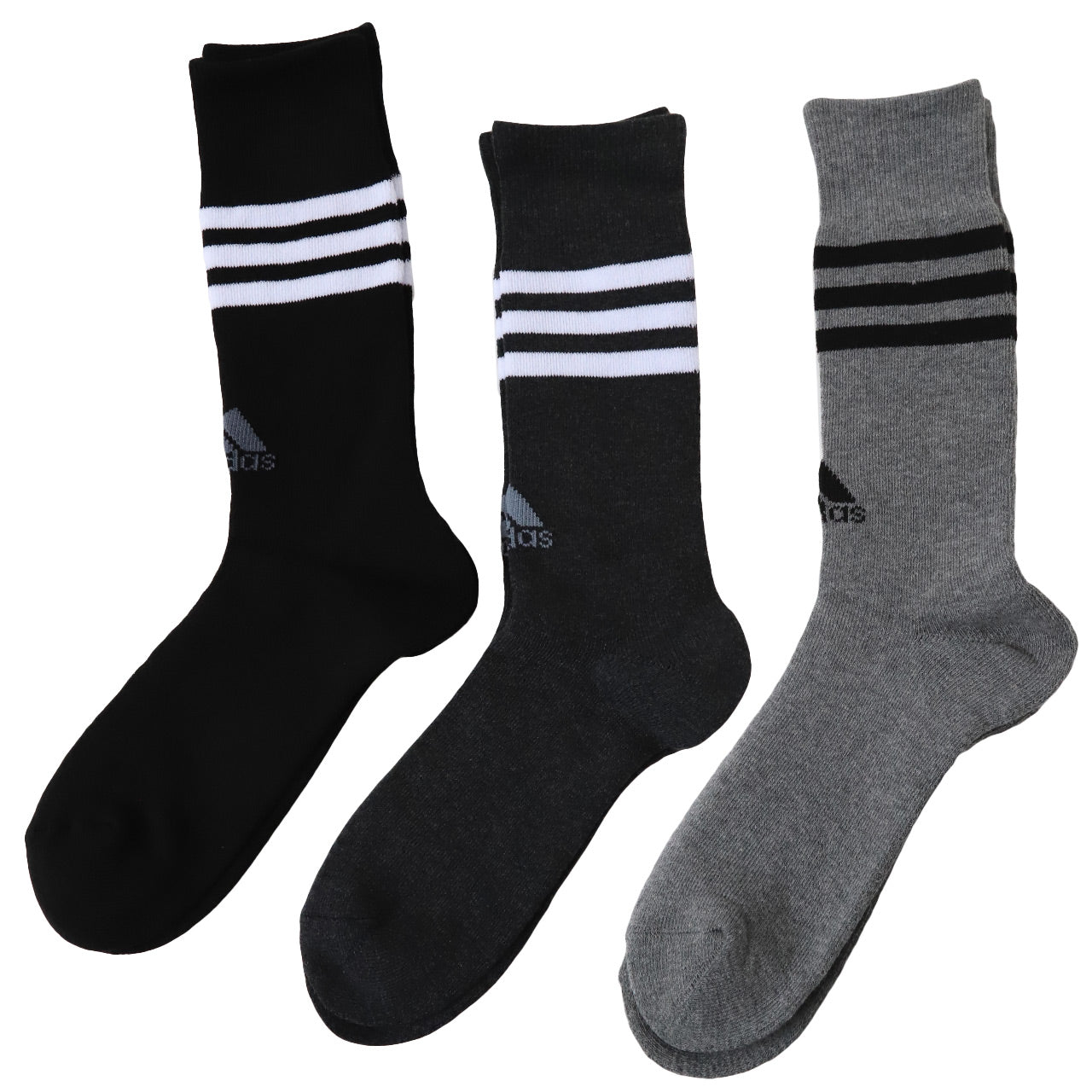 アディダス メンズ 総パイル クルーソックス 3足組 24-26cm~26-28cm adidas ソックス 靴下 男 セット まとめ買い フクスケ (在庫限り)
