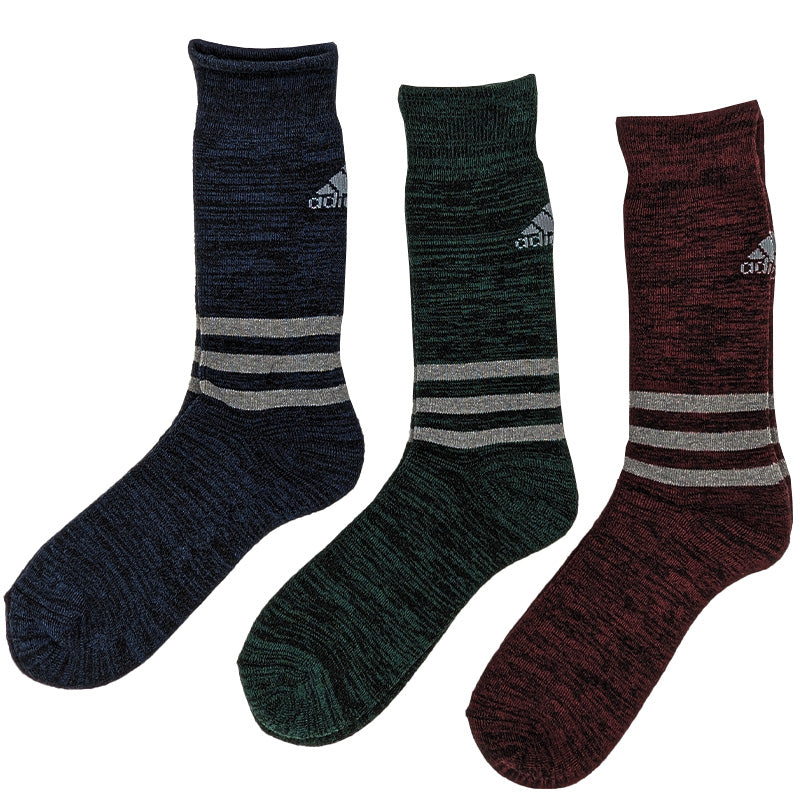 アディダス メンズ 総パイル クルーソックス 3足組 24-26cm~26-28cm adidas ソックス 靴下 男 セット まとめ買い フクスケ (在庫限り)