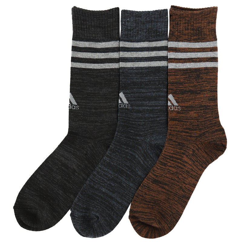 アディダス メンズ 総パイル クルーソックス 3足組 24-26cm~26-28cm adidas ソックス 靴下 男 セット まとめ買い フクスケ (在庫限り)