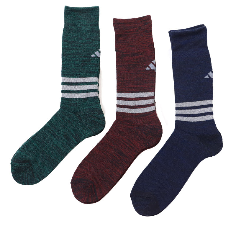アディダス メンズ 靴下 総パイル クルーソックス 3足組 24-26cm~26-28cm adidas ソックス 厚手 冬 男 セット まとめ買い フクスケ