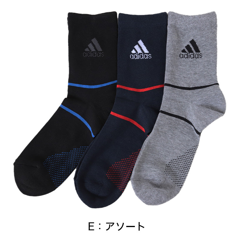 アディダス メンズ 靴下 クルーソックス レッグ部パイル 3足組 24-26cm・26-28cm クルー丈 ソックス adidas 秋 冬 足首 冷え あったか 暖かい 24cm 25cm 26cm 27cm 28cm 福助