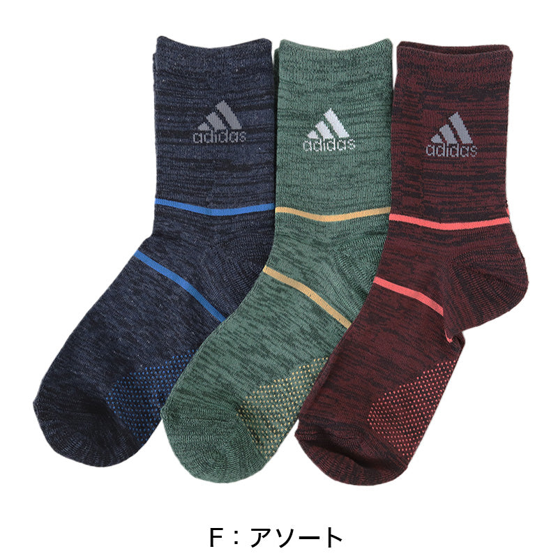 アディダス メンズ 靴下 クルーソックス レッグ部パイル 3足組 24-26cm・26-28cm クルー丈 ソックス adidas 秋 冬 足首 冷え あったか 暖かい 24cm 25cm 26cm 27cm 28cm 福助