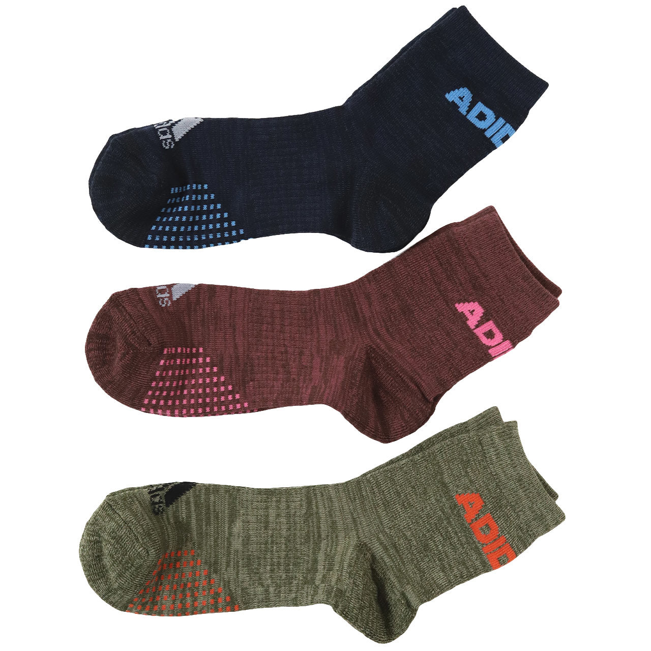 アディダス メンズ 靴下 クルーソックス レッグ部パイル 3足組 24-26cm・26-28cm クルー丈 ソックス adidas 秋 冬 足首 冷え あったか 暖かい 24cm 25cm 26cm 27cm 28cm 福助