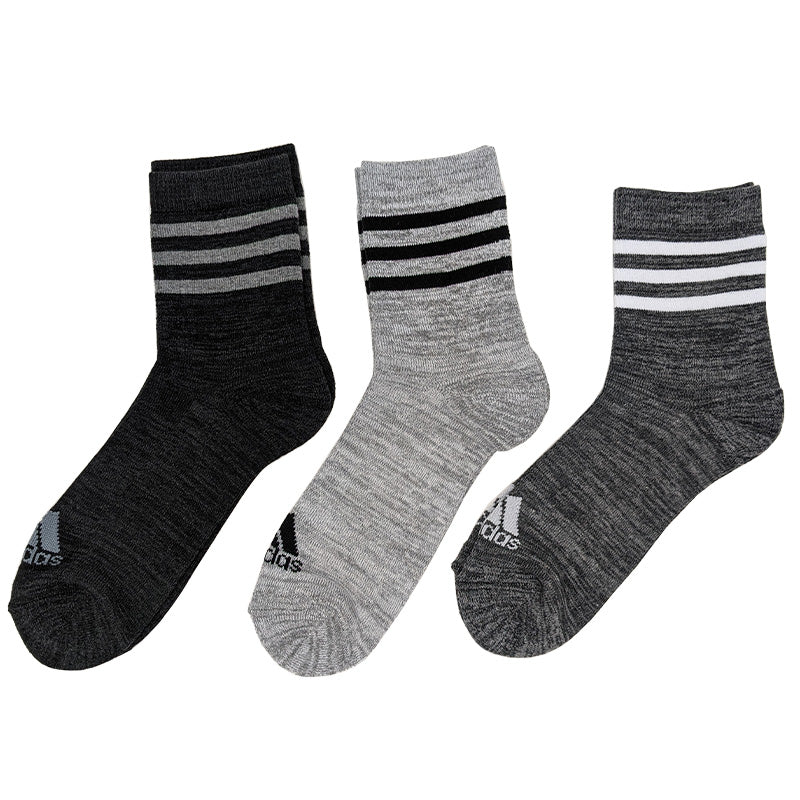 アディダス メンズ 靴下 クルーソックス レッグ部パイル 3足組 24-26cm・26-28cm クルー丈 ソックス adidas 秋 冬 足首 冷え あったか 暖かい 24cm 25cm 26cm 27cm 28cm 福助