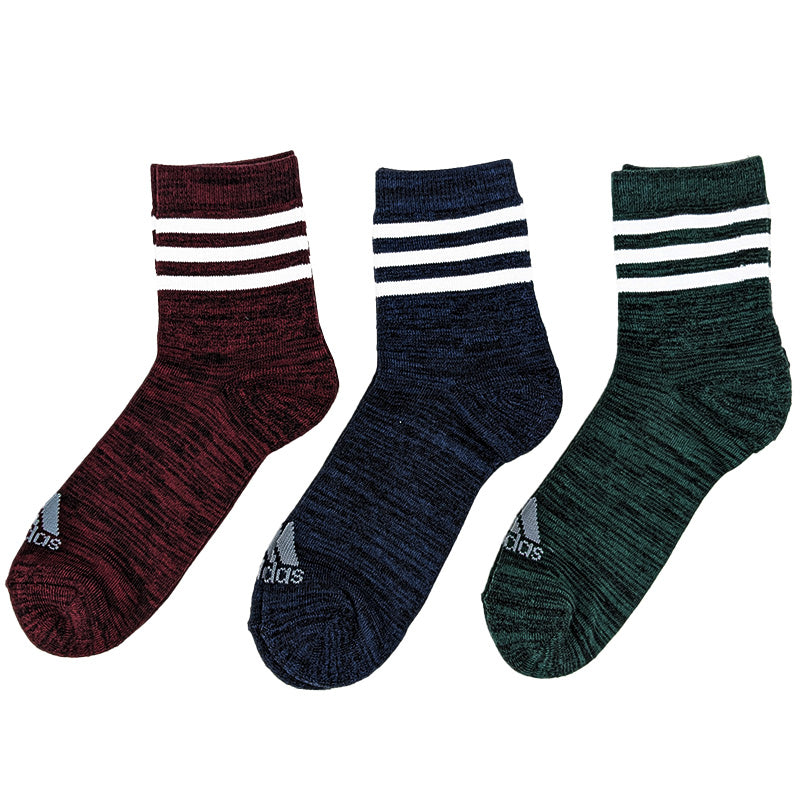 アディダス メンズ 靴下 クルーソックス レッグ部パイル 3足組 24-26cm・26-28cm クルー丈 ソックス adidas 秋 冬 足首 冷え あったか 暖かい 24cm 25cm 26cm 27cm 28cm 福助