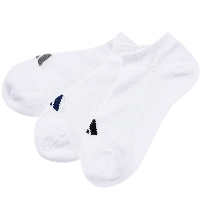 靴下 ソックス スニーカーソックス メンズ 3P 24-26/26-28/28-30cm (アディダス 男性 紳士 補強 短い くるぶし丈 セット 紺 黒 白 ワンポイント ロゴ 綿混)