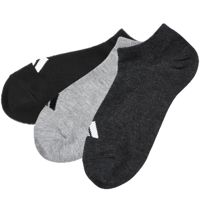 靴下 ソックス スニーカーソックス メンズ 3P 24-26/26-28/28-30cm (アディダス 男性 紳士 補強 短い くるぶし丈 セット 紺 黒 白 ワンポイント ロゴ 綿混)