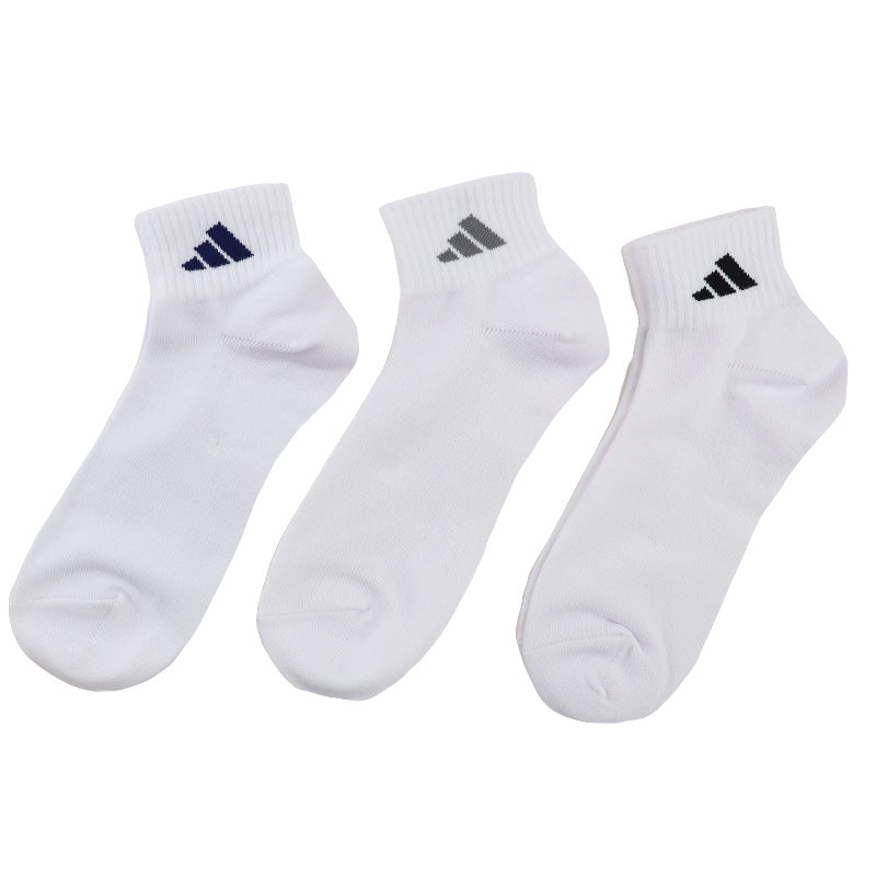 アディダス 靴下 ショート ソックス くるぶし丈 メンズ 男子 3足組 24-26~28-30cm 中学生 高校生 黒 男性 紺 くつ下 ワンポイント 丈夫 スポーツ 消臭 補強 adidas