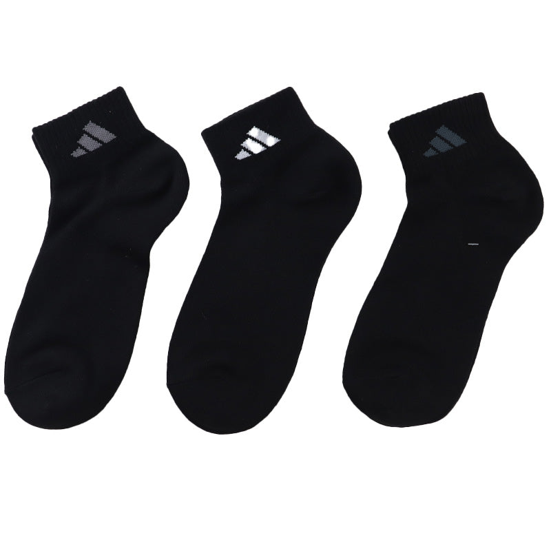 アディダス 靴下 ショート ソックス くるぶし丈 メンズ 男子 3足組 24-26~28-30cm 中学生 高校生 黒 男性 紺 くつ下 ワンポイント 丈夫 スポーツ 消臭 補強 adidas
