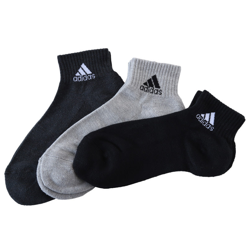 靴下 ショート ソックス メンズ 男子 adidas 3P 24-26/26-28cm 中学生 高校生 黒 男性 紺 くつ下 ワンポイント 丈夫 スポーツソックス 消臭 補強 パイル素材