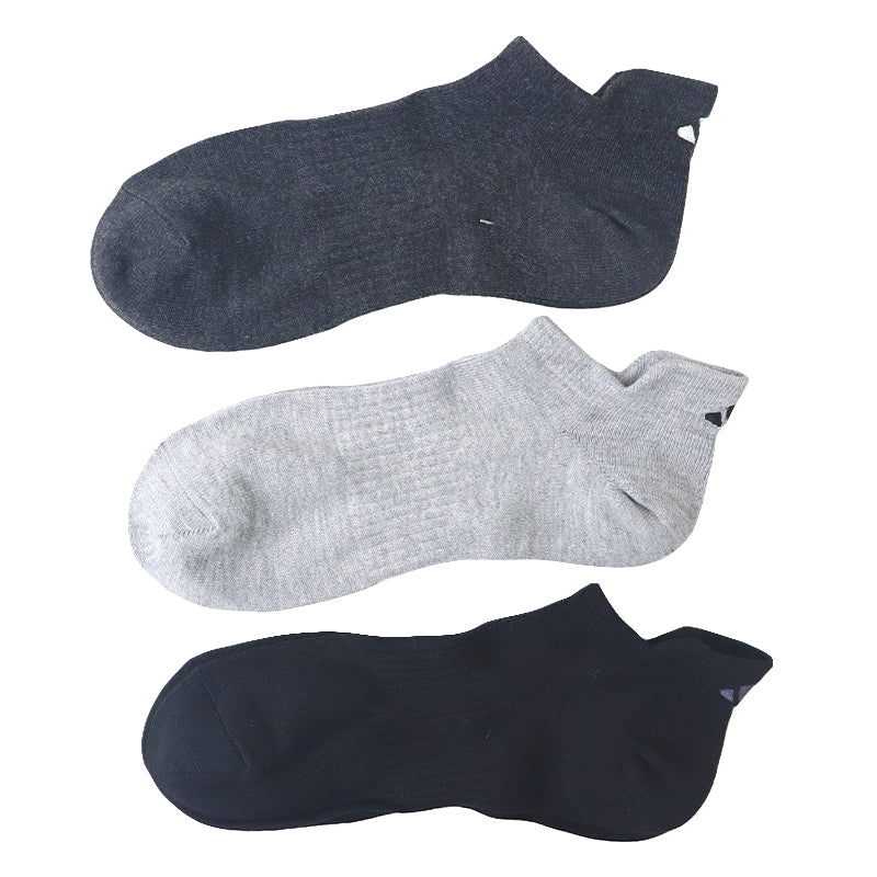 靴下 ショート ソックス メンズ 男子 アディダス 3足組 24-26/26-28cm 男性 紳士 補強 くるぶし丈 セット 黒 ワンポイント ロゴ 綿混 クッション 破れにくい adidas