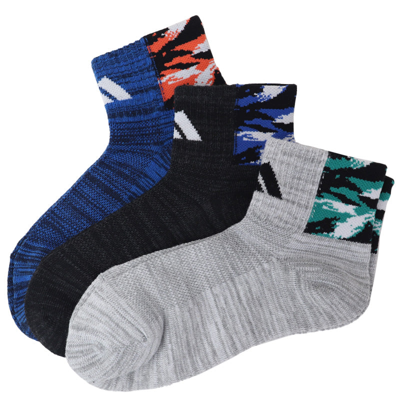adidas 靴下 男の子 ショート丈 メッシュ 3足セット 19-21cm~23-25cm (ソックス スニーカーソックス キッズ 子ども アディダス ロゴ 夏 スポーツ ブランド 3P かっこいい 消臭 丈夫) (在庫限り)