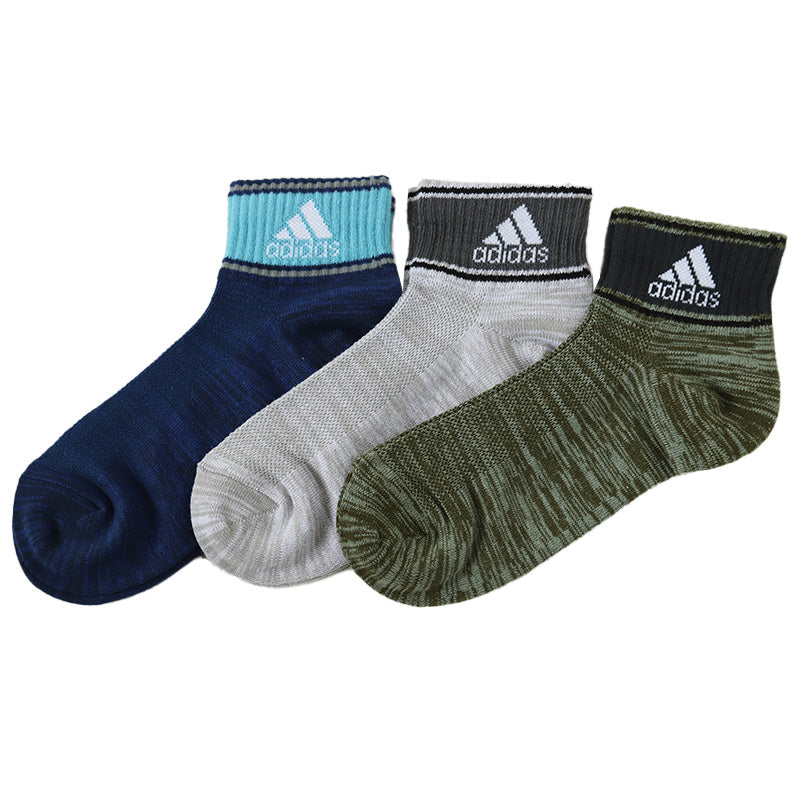 adidas 靴下 子供 キッズ ショートソックス 甲メッシュ 男の子 くるぶし丈 3足組 19-21 21-23 23-25cm アディダス 子ども くつ下 ワンポイント 丈夫 スポーツ 杢 子供用