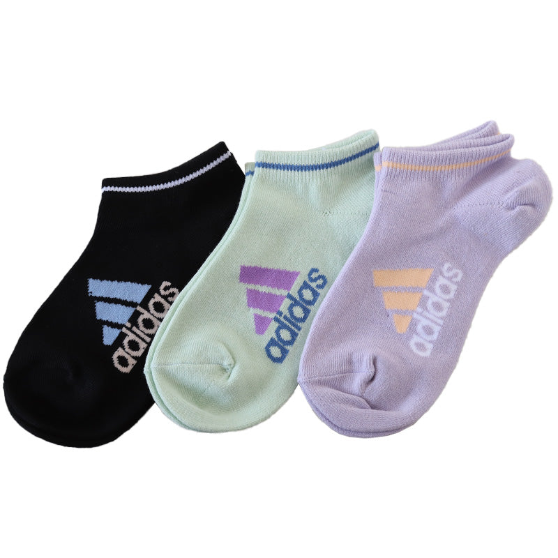 靴下 スニーカー丈 ソックス レディース 女子 adidas 3足組 19-21cm・22-24cm アディダス くるぶし 女の子 短い 補強 消臭 ワンポイント 綿混 スクール