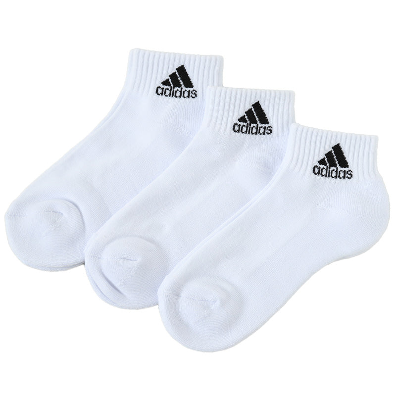 靴下 レディース ショート ソックス 底パイル 3P 23-25cm (adidas 女性 ジュニア ソックス スポーツ スクールソックス 女子 ワンポイント ロゴ 消臭)