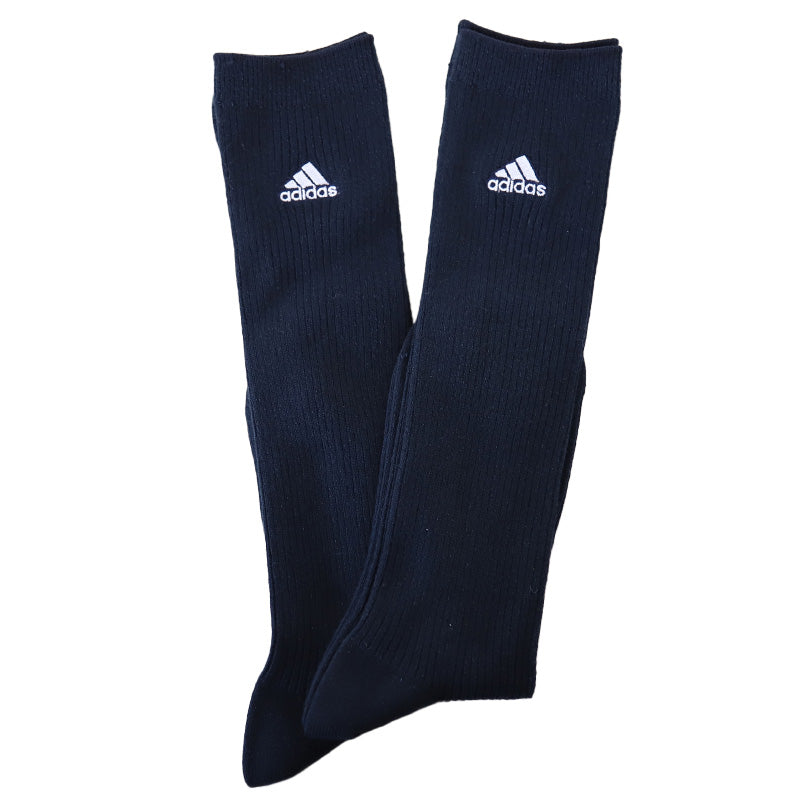 アディダス ハイソックス 靴下 レディース 女子 2足組 32cm丈 23-25cm adidas スクールソックス 学生 黒 紺 ワンポイント フクスケ セット (在庫限り)