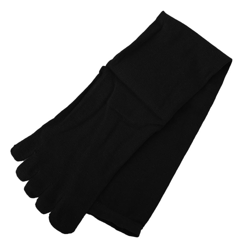 福助 満足 ビジネスソックス 5本指 メンズ ハイソックス 靴下 25-26・26-27cm 五本指 ソックス 長い 消臭 ビジネス 無地 紺 抗菌 ドライ 水虫対策 (在庫限り)