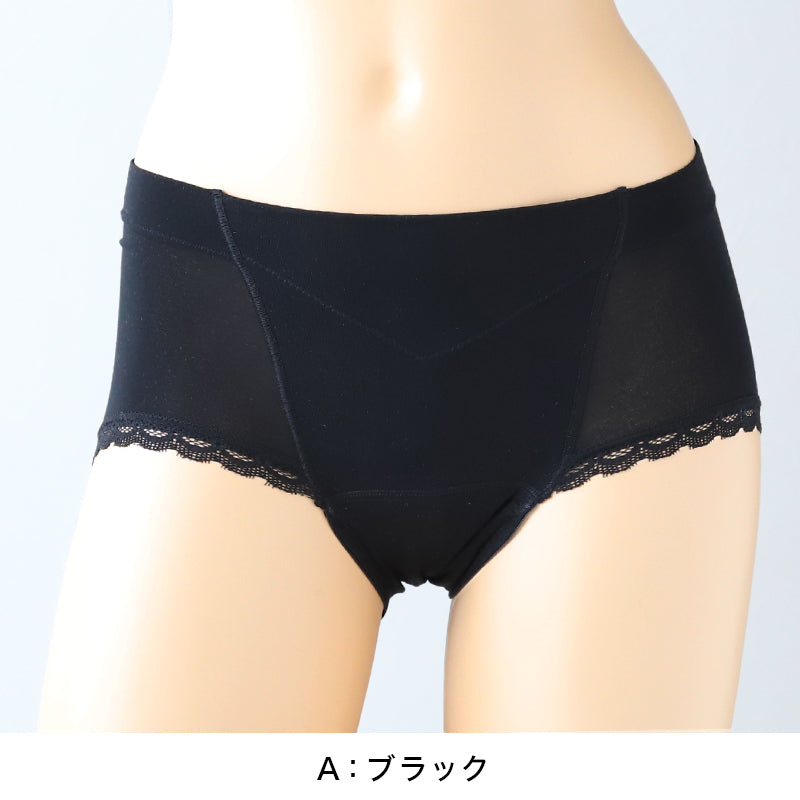 福助 満足 サニタリーショーツ 羽根つき 生理用ショーツ パワーネット内蔵 お腹押さえ 昼用 M~LL レディース ショーツ サニタリー 生理用パンツ 下着 インナー トランクス お腹引き締め 薄手