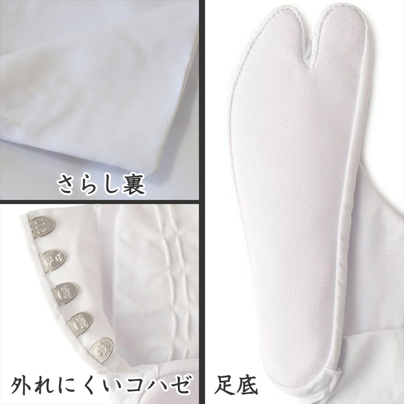 足袋 白 礼装用 福助足袋 綿100 5枚コハゼ 男性 女性 日本製 ふっくら型 21~26cm 綿 冠婚葬祭 着物 小物 和装 婦人 紳士 晒裏 (在庫限り)