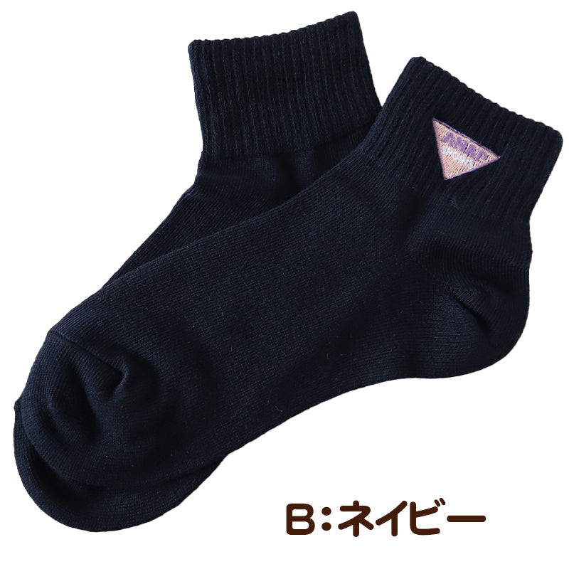 女の子 靴下 キッズ 子供 ショートソックス スクールソックス 女子 小学生 ワンポイント 19-24cm くるぶし丈 白 紺 子ども ジュニア くつ下 ブランド アナップ ANAP (在庫限り)
