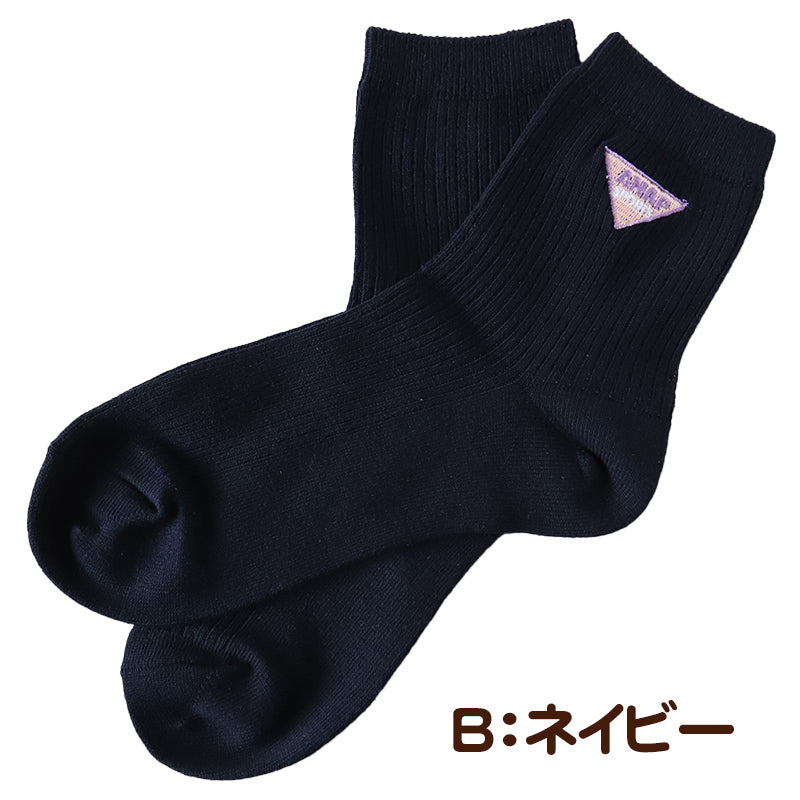 靴下 キッズ 女の子 子供 小学生 ショートソックス スクールソックス 女子 ワンポイント 19-24cm 白 紺 女児 くつ下 子ども ジュニア ブランド アナップ ANAP (在庫限り)