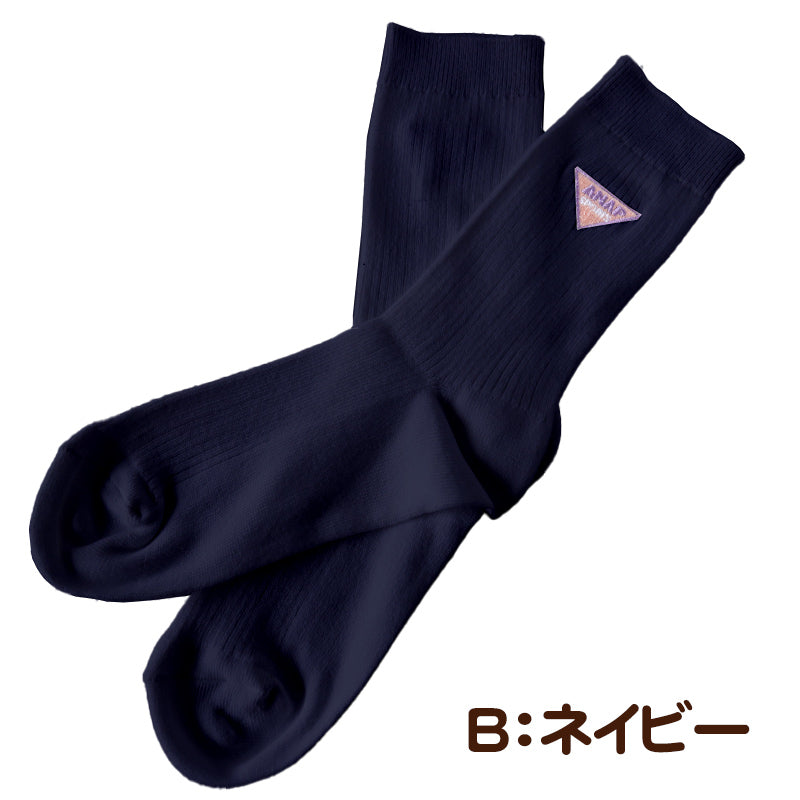 スクールソックス 女子 ワンポイント キッズ 靴下 女の子 小学生 子供 クルーソックス 19-24cm 白 紺 子ども ジュニア くつ下 刺繍 ブランド アナップ ANAP (在庫限り)